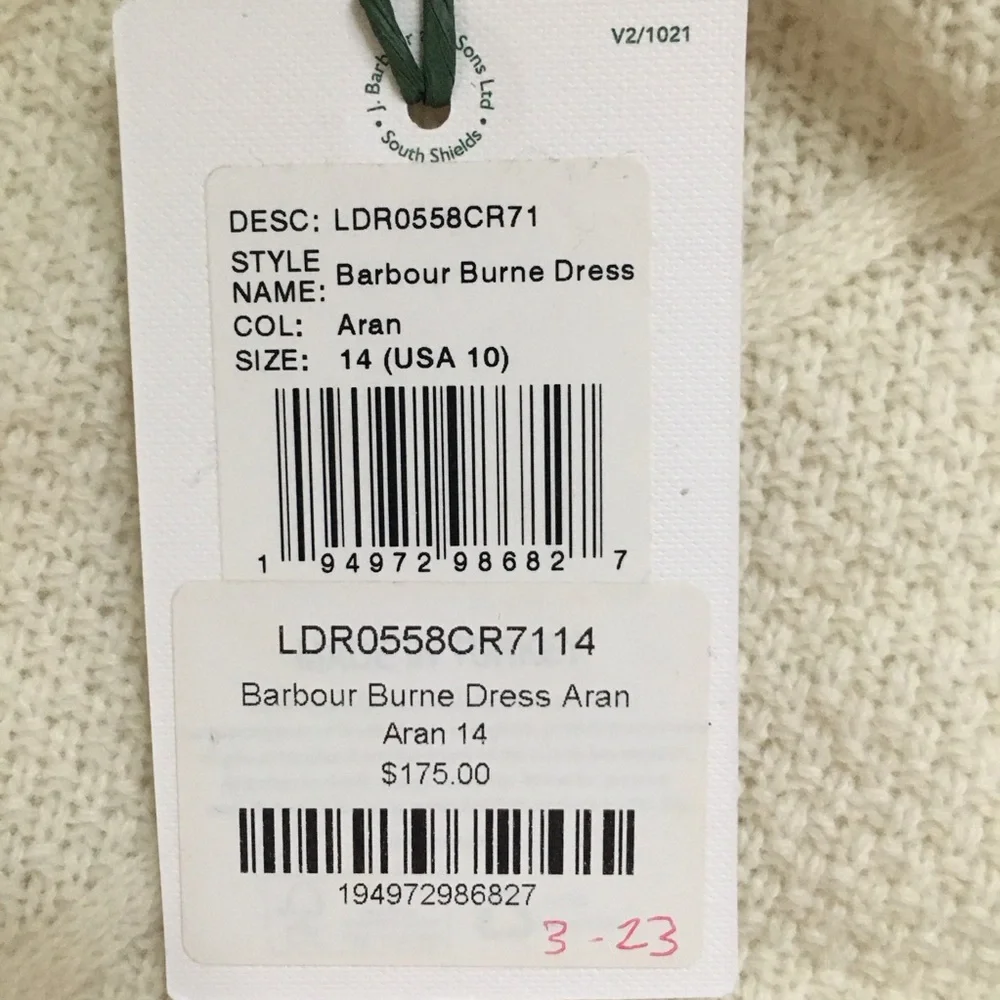 NWT Barbour Burne Long Sleeve Wool Blend Sweater Knit Dress - Picture 14 of 16